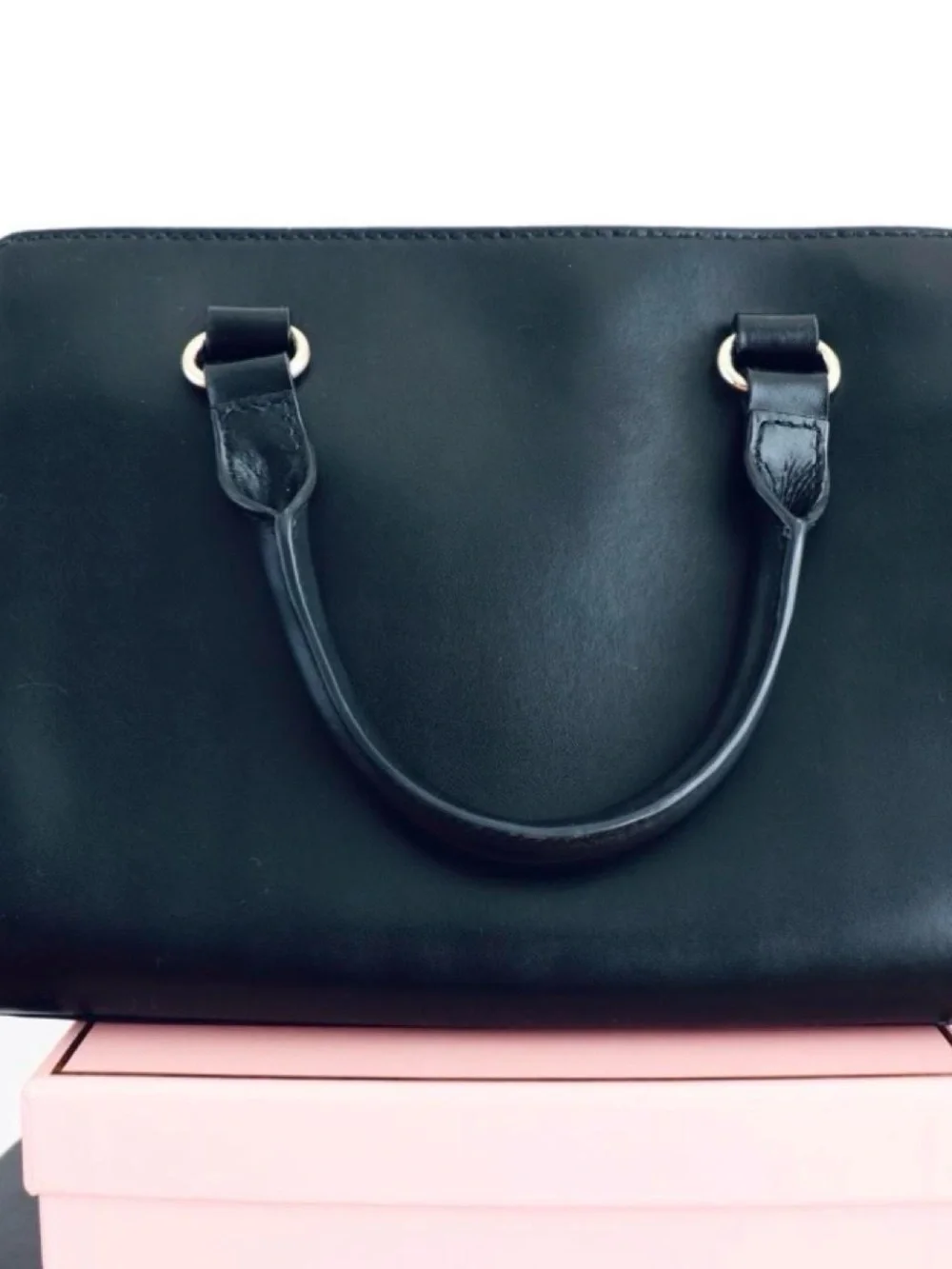 kate spade Black Satchel with Cream Zip Accent